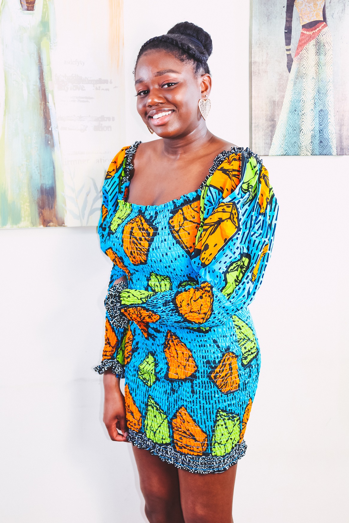Shop african fashion wear for Konko Below Ankara African Print Bodycon Mini Dress by Yvonne Irenroa African Fashion Clothing