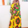 Angellicme in Sunflower 2-piece Ankara Print Crop Top and thigh-High Split Maxi Skirt by Yvonne Irenroa African Fashion
